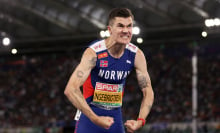 Jakob Ingebrigtsen of Team Norway celebrates