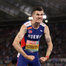 Jakob Ingebrigtsen of Team Norway celebrates