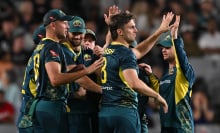  Mitchell Marsh of Australia with team mates