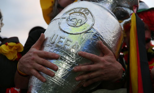 A replica of the UEFA Euro trophy