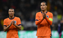 Virgil van Dijk of The Netherlands reacts