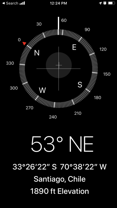A screenshot of the Compass app on iPhone.