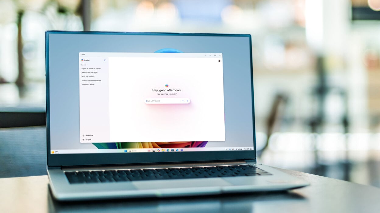 A laptop computer showing Microsoft Copilot.