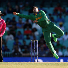  Tabraiz Shamsi of South Africa attempts to catch a ball 