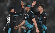 New Zealand cricket team members celebrating