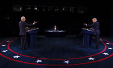 Donald Trump, Joe Biden and Kristen Welker participate in the final presidential debate on October 22, 2020