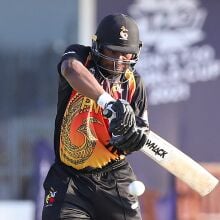 Papua New Guinea's captain Assad Vala playing a shot