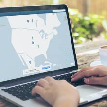 Person using VPN on laptop