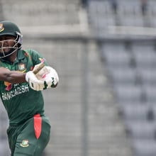 Bangladesh's Jakir Ali plays a shot