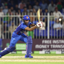 Mohhammad Ishaq of Afghanistan bats