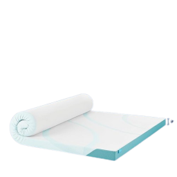 a mattress topper that's halfway coiled up