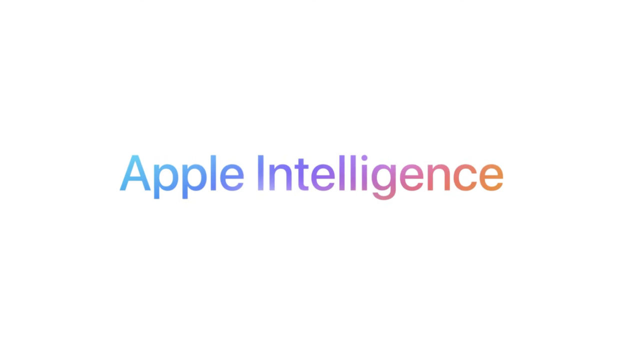 A title card that reads 'Apple Intelligence' from Apple's WWDC 2024 presentation. 