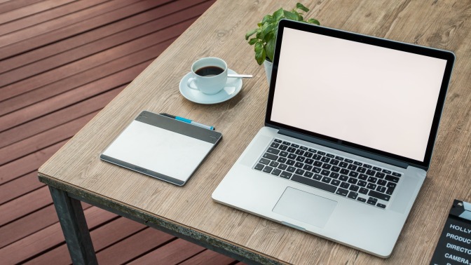 Laptop on table