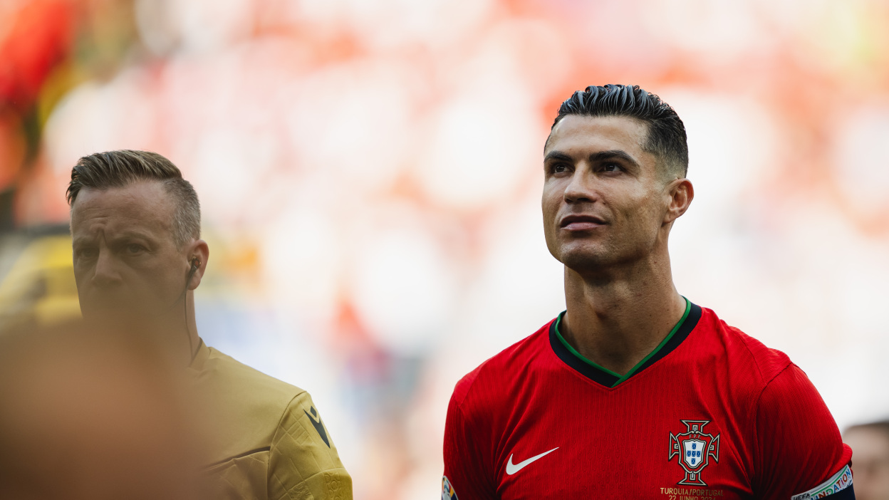 Cristiano Ronaldo of Portugal reacts