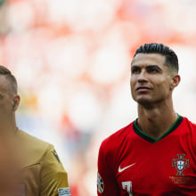 Cristiano Ronaldo of Portugal reacts