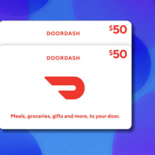 DoorDash eGift cards on blue and purple abstract background