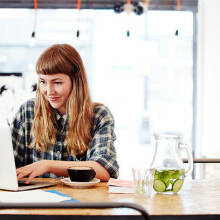 A women working on a computer