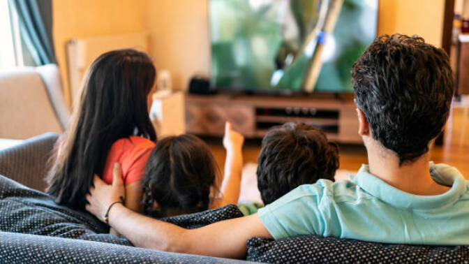 Family watching a moive