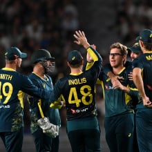 Adam Zampa of Australia celebrating with team members