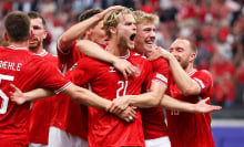 Morten Hjulmand of Denmark celebrates