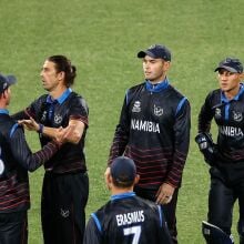 Namibia players on the pitch during T20 2022