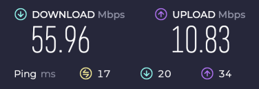 a screenshot of an ookla speedtest