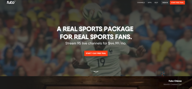 fubotv home page screenshot