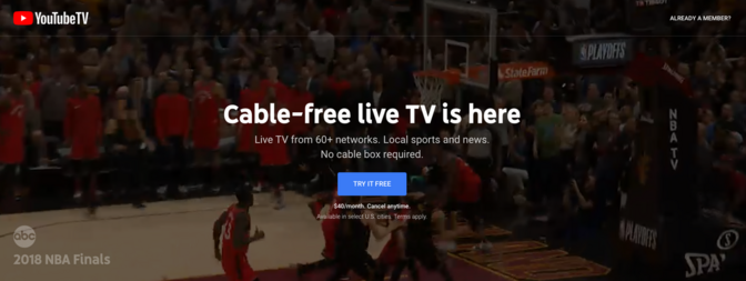 YouTube TV streaming home screenshot