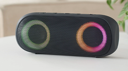 onn. Wireless Bluetooth Speaker with LED Lighting, Greystone