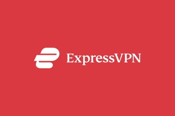 ExpressVPN logo on a red background.