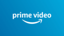 Amazon prime video logo with white font and blue background