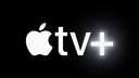 apple tv logo with white icon and font on black background