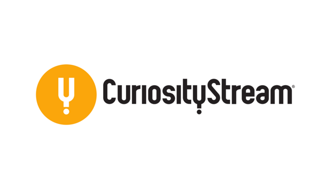 curiositystream logo with orange icon and black font