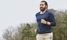 Man running with a fitbit on his wrist