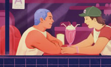 illustration of two men on a date