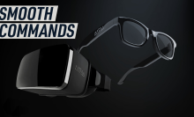 A black background 3D render shows two of the smart wearables: a headset and glasses. Caption reads: "Smooth Commands"