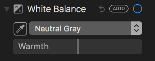 The White Balance controls in the Adjust pane.