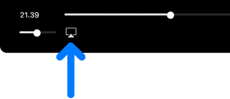 Kontrol pemutaran di app Apple TV. Ikon video AirPlay berada di bawah bar kemajuan.