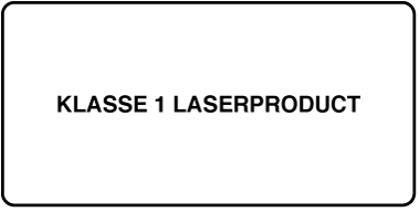 Een etiket met de tekst "Klasse 1 laserproduct".