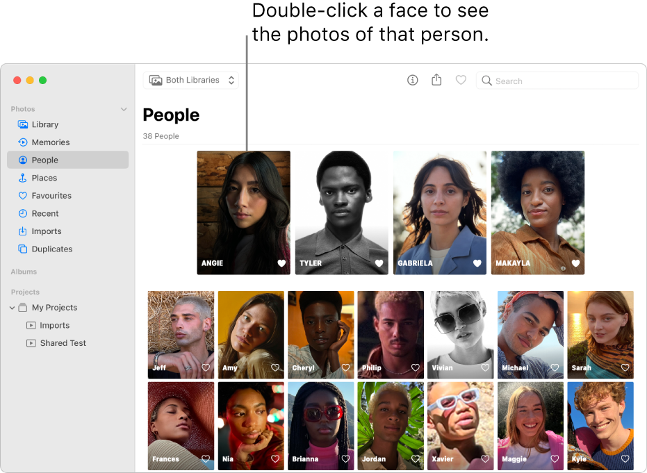 Faces in the People album.