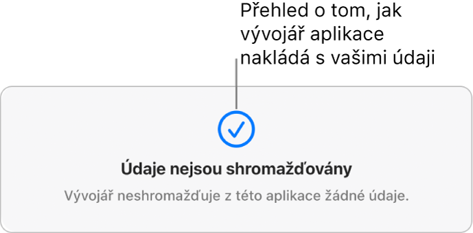 Část hlavní stránky Mac App Storu se zásadami ochrany soukromí, které nastavil vývojář vybrané aplikace