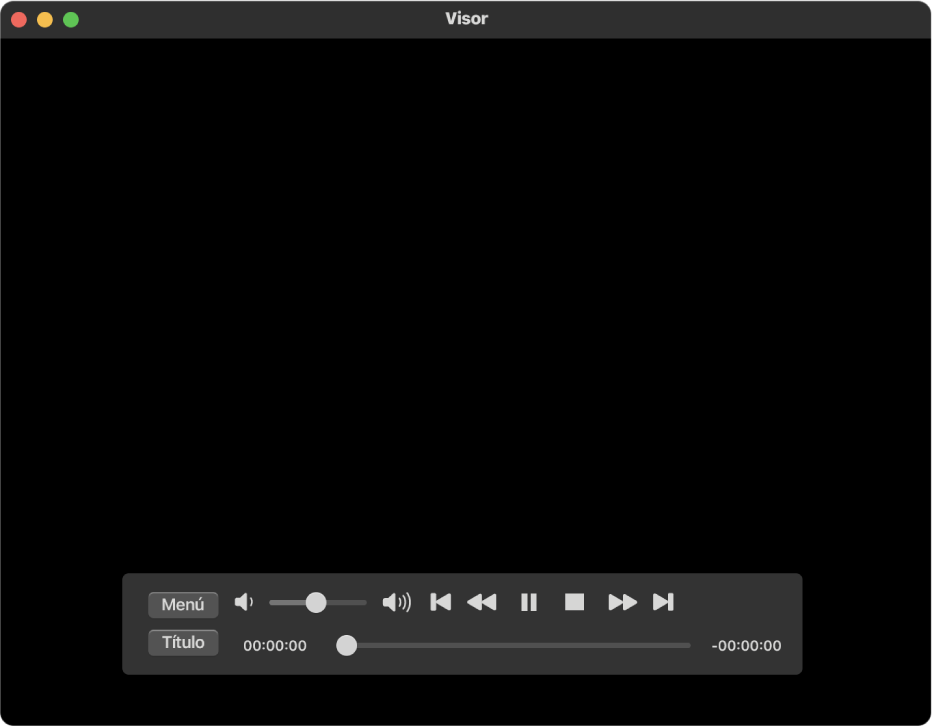La ventana de Reproductor de DVD y los controles de reproducción.
