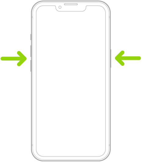 iPhone’da ses yüksekliği düğmesinin ve Uyut/Uyandır düğmesinin konumunu gösteren bir resim.