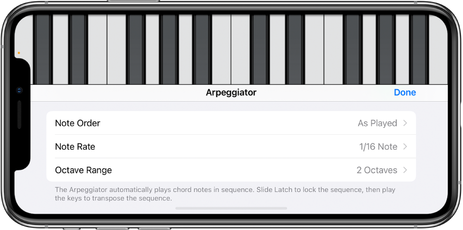 Keyboard Arpeggiator controls