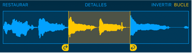 El audio entre los tiradores izquierdo y derecho del loop tiene aplicado un loop.