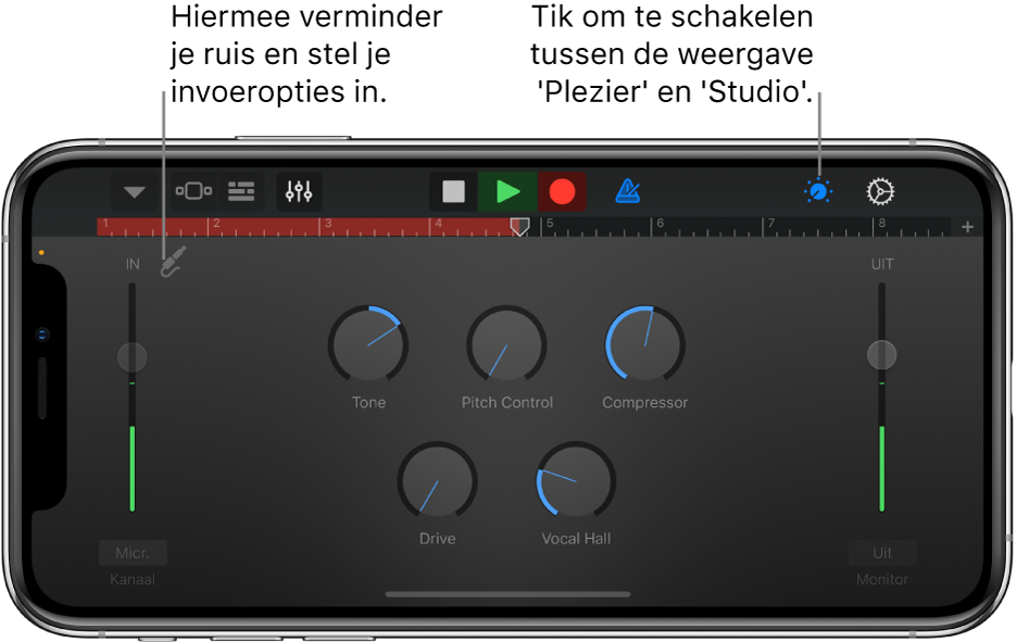 Studio-weergave Audiorecorder