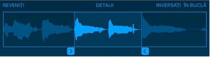 Trageți mânerele albastre pentru a scurta începutul sau sfârșitul eșantionului.
