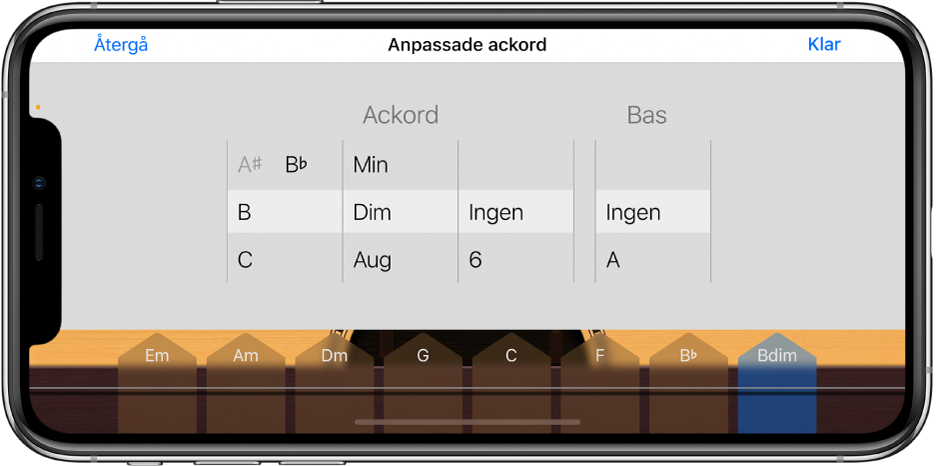 Reglagehjul för anpassade ackord