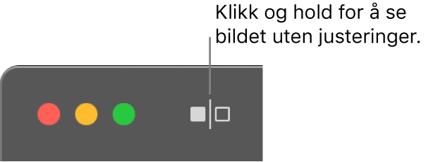 Uten justeringer-knappen, ved siden av vinduskontrollene øverst til venstre i vinduet.