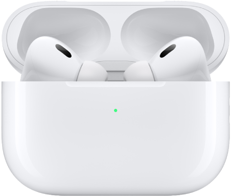 AirPods Pro (2-ро поколение) в тяхната кутия за зареждане.